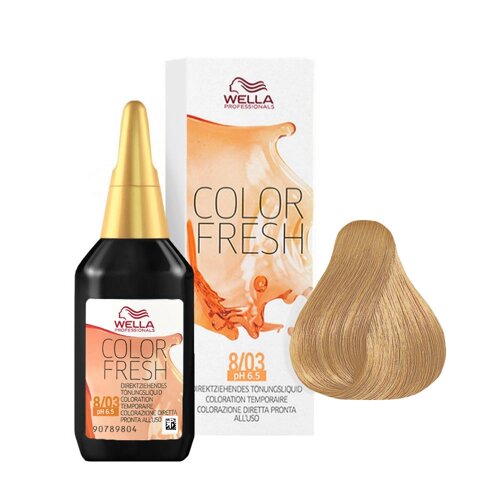 Wella Color Fresh 8/03 Light Natural Golden Blonde - безаммиачный полустойкий краситель, 75 мл.