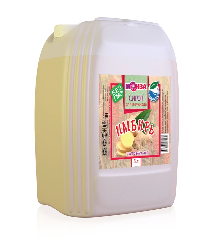 Сироп для лимонада "Имбирь" 5л. ГОСТ 28499-2014 от компании лагидзе.рф - фото 1