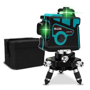 Лазерный уровень нивелир Hilda 3D/12 лучей зеленого цвета