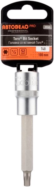Головка торцевая со вставкой TORX T40 (1/2") L=100 мм (АвтоDело) "Professional"