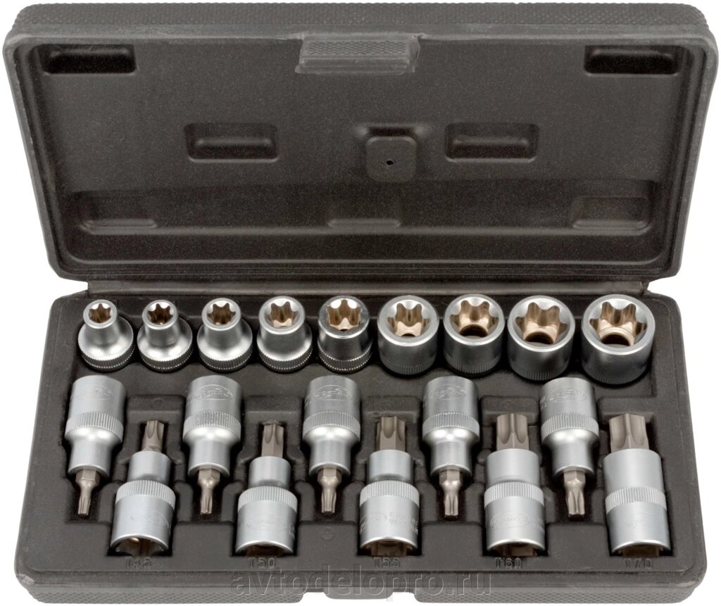 Набор головок TORX E10-E24 Т20-Т70 (DR1/2"; 19пр, пласт. кейс) (АвтоDело) 39840 от компании АВТОДЕЛО Инструмент - фото 1