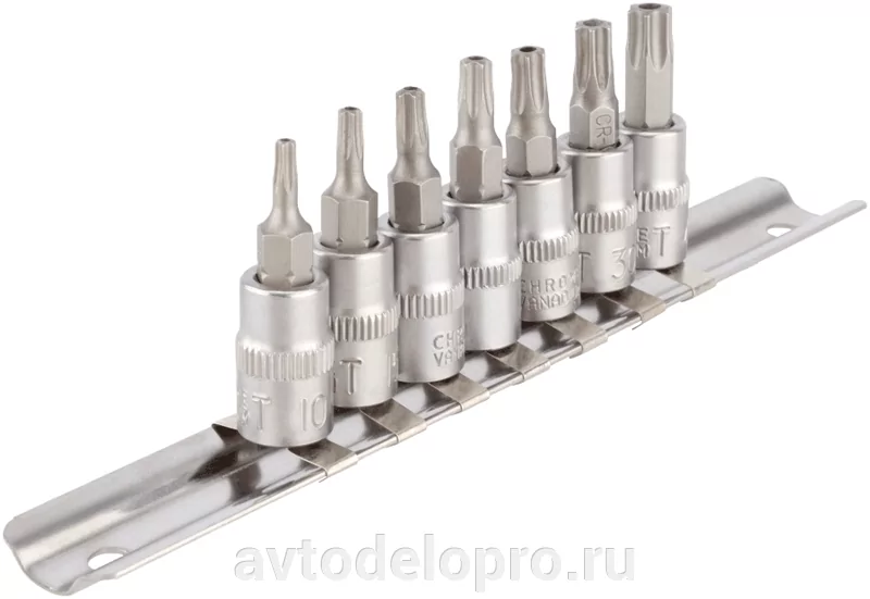 НаборголовоквставкаTORXT10-T40(DR1/4&quot;;7пр;сотверстием;планка)АвтоDело39861