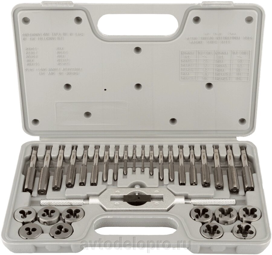 Набор метчиков и плашек М3-М12 (31пр. пласт. футляр) BERIL 542031 от компании АВТОДЕЛО Инструмент - фото 1
