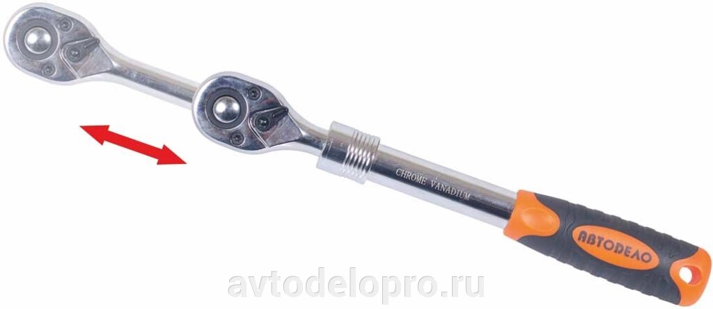 Трещотка 1/4"DR (телескопическая; L=140-190мм; 72 зубца; 5град) АвтоDело (39734) от компании АВТОДЕЛО Инструмент - фото 1