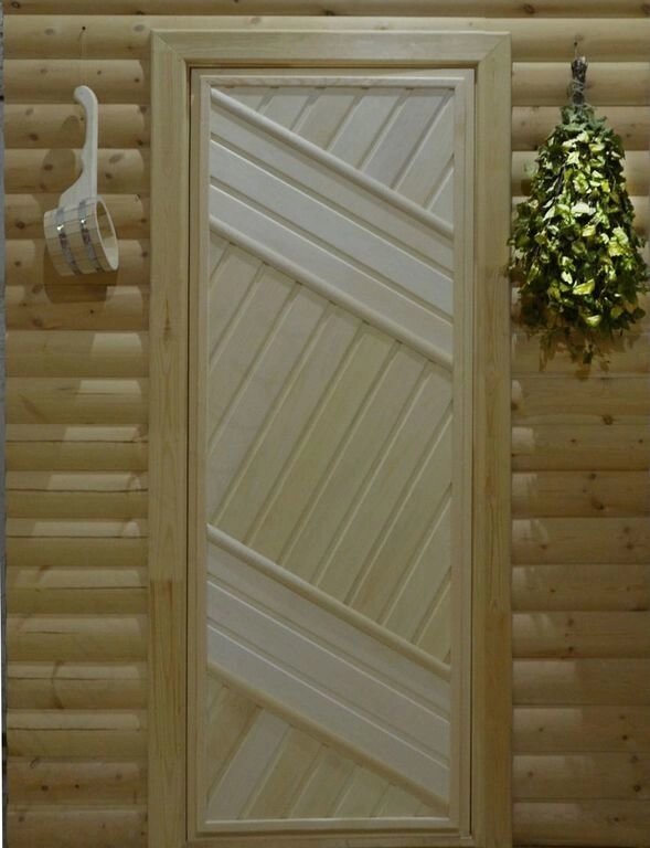 Дверь в баню осина глухая Сорт А 700*1700 для бани от компании АртУют - строительство каркасных домов, бань и бытовок в Ярославле - фото 1
