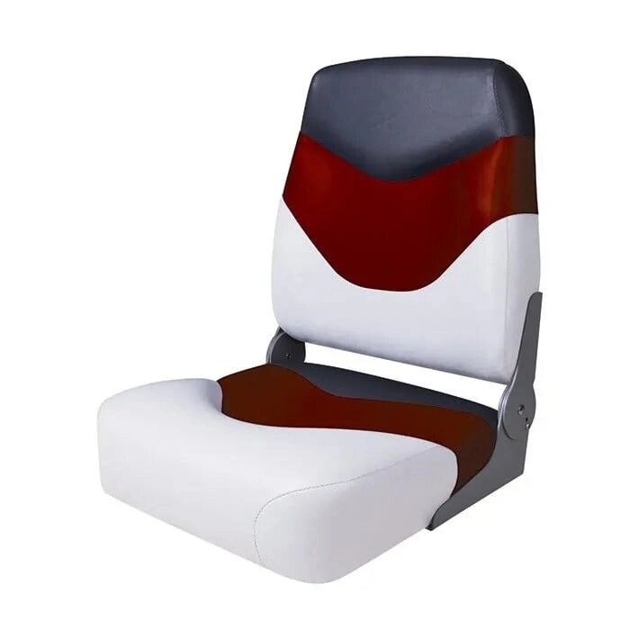 Кресло складное мягкое Premium High Back Boat Seat (белый/красный) от компании GlobalDrive - фото 1