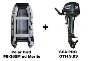 Лодка ПВХ Polar Bird PB-360M-nd Merlin (Кречет) + 2х-тактный лодочный мотор SEA PRO ОТН 9.9S