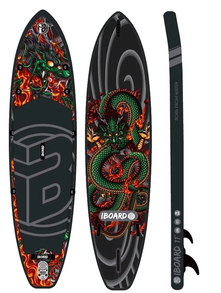 Надувная доска для sup-бординга IBOARD 11' Dragon 2023 от компании GlobalDrive - фото 1