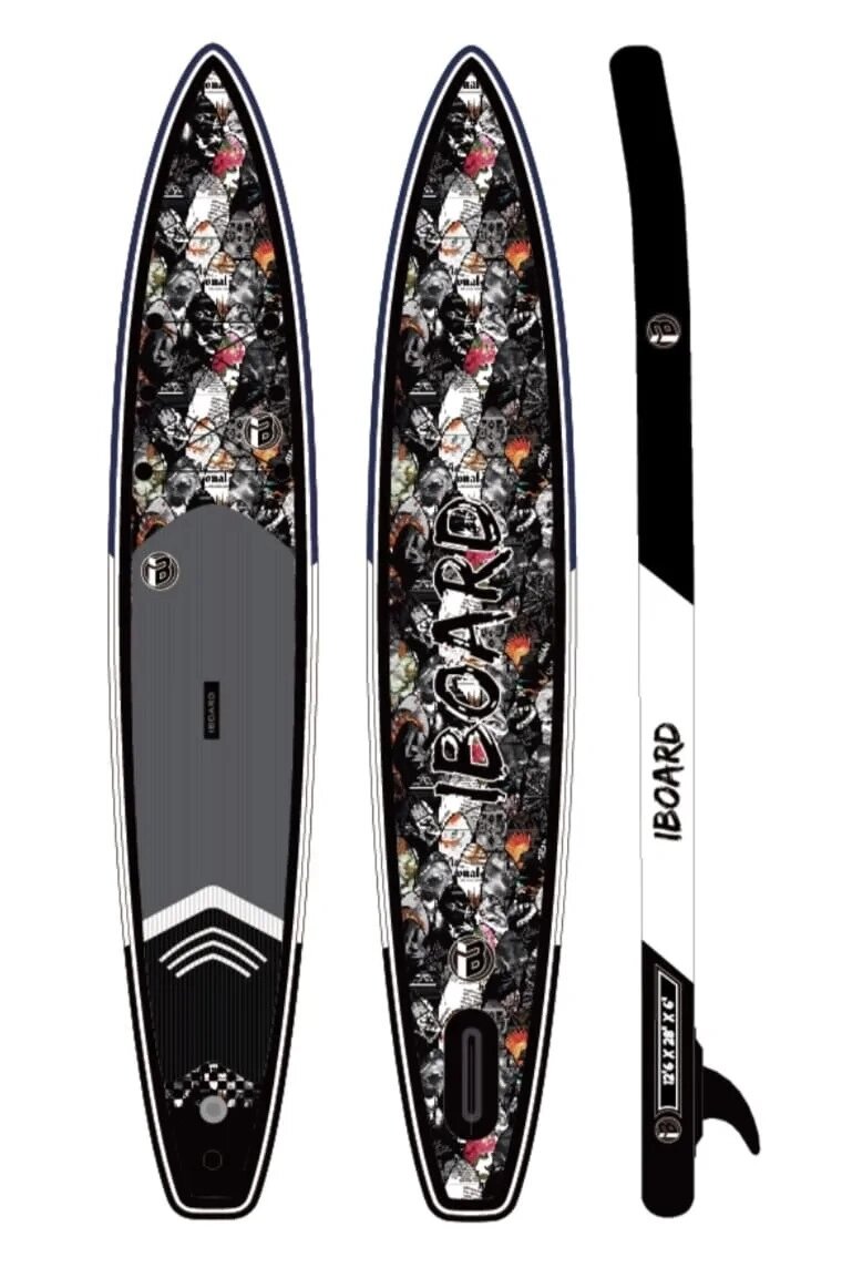 Надувная доска для SUP-бординга IBOARD PRO 12.6' Black от компании GlobalDrive - фото 1