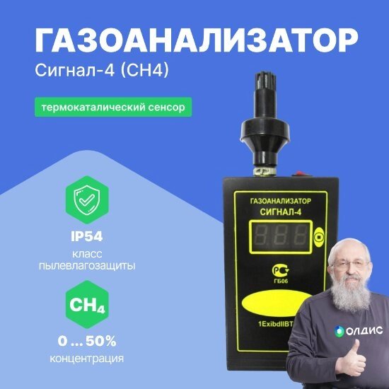 Газоанализаторы Сигнал-4 Промприбор-Р Сигнал-4 (CH4) Газоанализатор (Термокаталитический) (С поверкой) от компании ООО ТК «Олдис» - фото 1