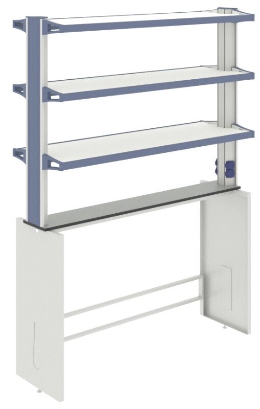 Лабораторные столы ЛОИП Технологическая стойка к лабораторному столу на опорных тумбах ЛАБ-PRO ТСОв 150.20/40.90/195 от компании ООО ТК «Олдис» - фото 1