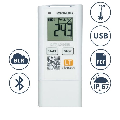 Логгеры Librotech SX100-T BLR Измеритель-регистратор (логгер) температуры (Bluetooth Long Range) (Без поверки) от компании ООО ТК «Олдис» - фото 1