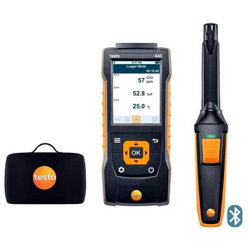 Многофункциональные приборы Testo testo 440 Комплект с Bluetooth зондом СО2 (0563 4405) и кейсом (Без поверки) от компании ООО ТК «Олдис» - фото 1