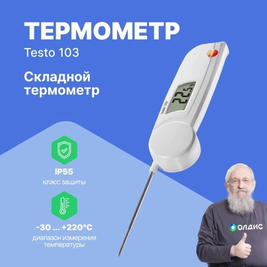 Термометры Testo testo 103 Термометр с убирающимся зондом (С поверкой) от компании ООО ТК «Олдис» - фото 1