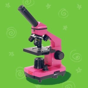 Учебные микроскопы МИКРОМЕД Микроскоп школьный Эврика 40х-400х в кейсе (фуксия)