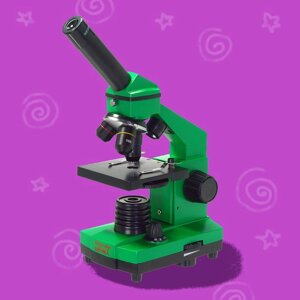 Учебные микроскопы МИКРОМЕД Микроскоп школьный Эврика 40х-400х в кейсе (лайм)