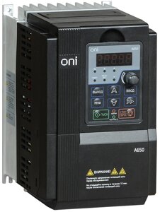 Преобразователь частоты A650 380В 3Ф 7,5kW 17А со встроенным тормозным модулем ONI