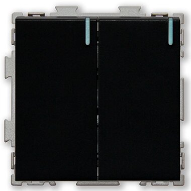 Двухклавишный черный выключатель CGSS «Практика» PL-W102-BCM от компании Тепларм - Теплый пол, Греющий кабель, Системы обогрева - фото 1