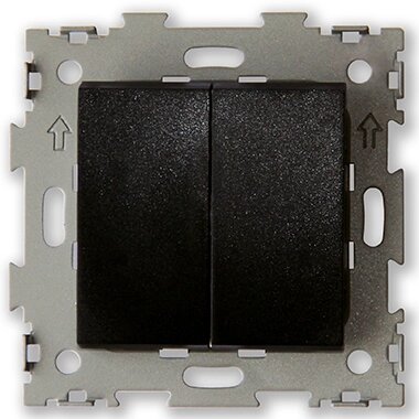 Двухклавишный выключатель черный CGSS "Эстетика" GL-W102-BCM от компании Тепларм - Теплый пол, Греющий кабель, Системы обогрева - фото 1