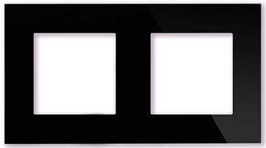 Двухпостовая рамка стеклянная черная "Эстетика" GL-P102-BCG от компании Тепларм - Теплый пол, Греющий кабель, Системы обогрева - фото 1