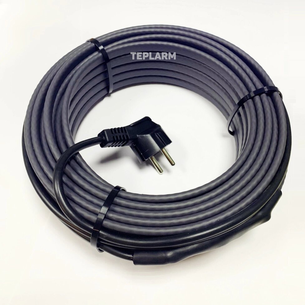 Греющий кабель 1 м 24 Вт для канализации экранированный  с вилкой 24 Вт/м от компании Тепларм - Теплый пол, Греющий кабель, Системы обогрева - фото 1