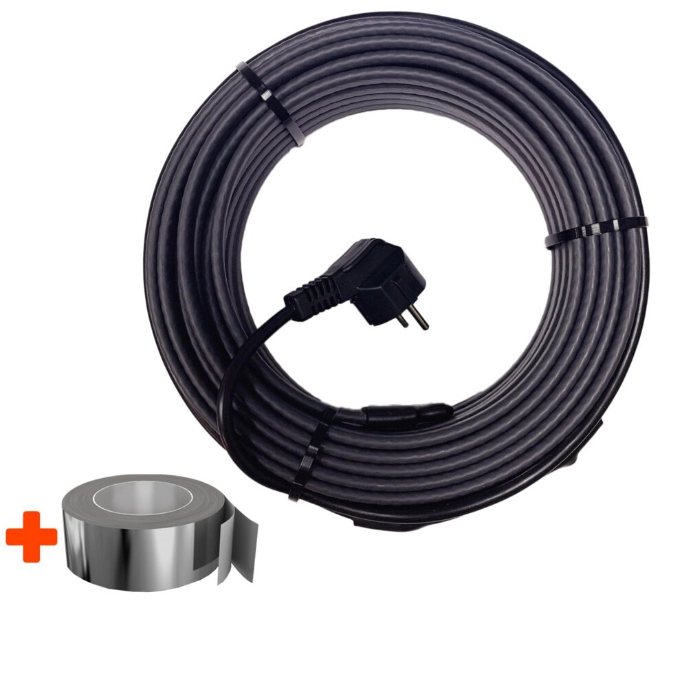 Греющий кабель на трубу 1 м 16 Вт для водопровода комплект "CoHeat" с лентой от компании Тепларм - Теплый пол, Греющий кабель, Системы обогрева - фото 1