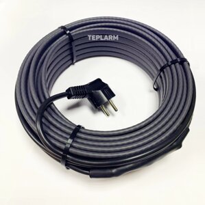 Греющий кабель 15 м 360 Вт для канализации экранированный комплект с вилкой 24 Вт/м