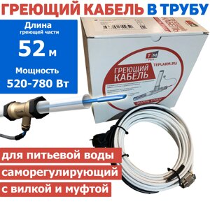 Греющий кабель в трубу 52 м 520-780 Вт с сальником и вилкой саморегулирующий готовый комплект в Санкт-Петербурге от компании Тепларм - Теплый пол, Греющий кабель, Системы обогрева