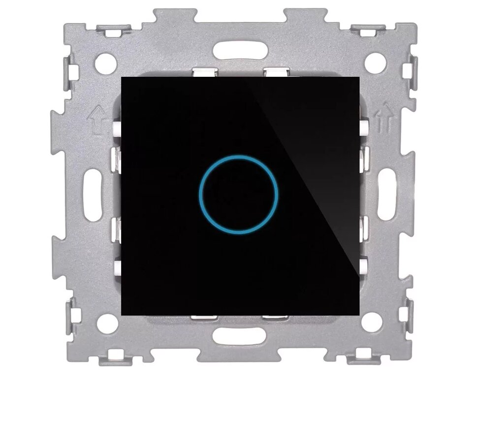 Сенсорный диммер со стеклянной панелью в многопостовую рамку на одну линию черный "Эстетика" 50*50 WT-MPN33GS BCG от компании Тепларм - Теплый пол, Греющий кабель, Системы обогрева - фото 1