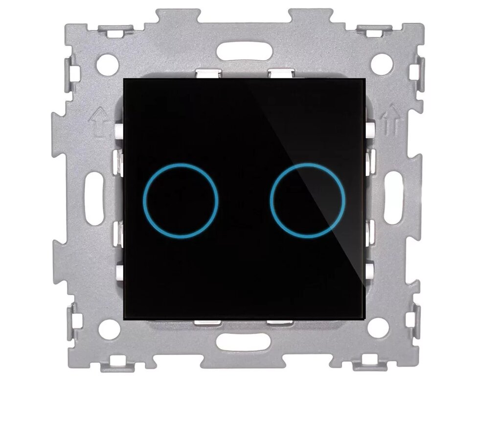 Сенсорный, проходной выключатель со стеклянной панелью AMG-GL02P-BCG от компании Тепларм - Теплый пол, Греющий кабель, Системы обогрева - фото 1