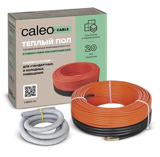 Теплый пол Caleo Cable 1080 Вт 60 м комплект (8,5 м. кв) от компании Тепларм - Теплый пол, Греющий кабель, Системы обогрева - фото 1