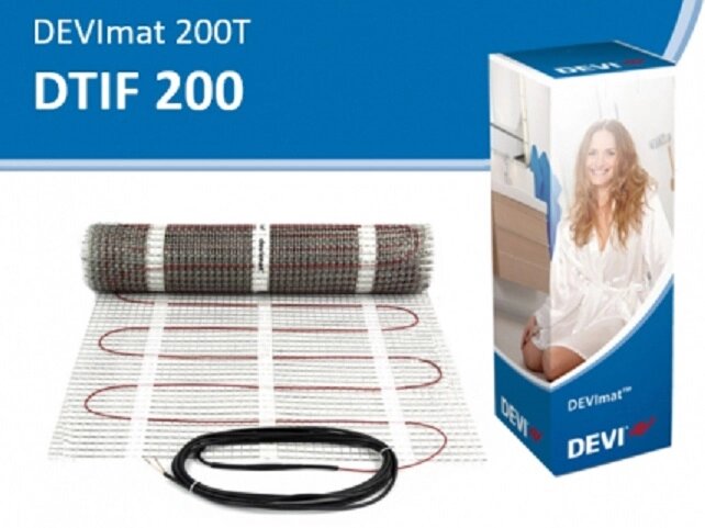 Тёплый пол DEVImat DTIF 200 Вт/м² - 10,5 м² греющий мат от компании Тепларм - Теплый пол, Греющий кабель, Системы обогрева - фото 1