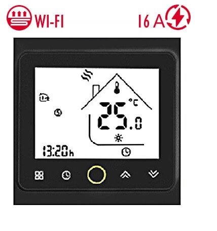 Терморегулятор InTherm PWT-002 Wi-Fi сенсорный + управление со смартфона (Moes) Черный от компании Тепларм - Теплый пол, Греющий кабель, Системы обогрева - фото 1