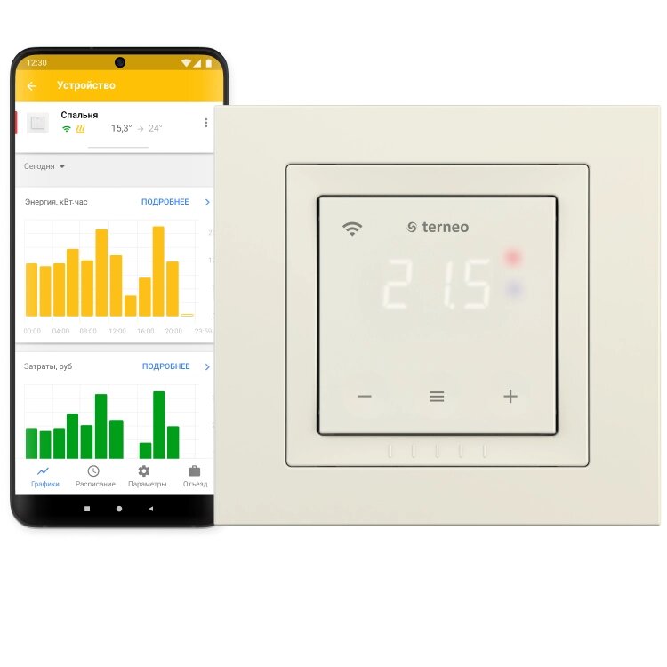 Терморегулятор Terneo SX unic Слоновая кость от компании Тепларм - Теплый пол, Греющий кабель, Системы обогрева - фото 1