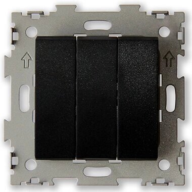 Трехклавишный выключатель черный CGSS "Эстетика" GL-W103-BCM от компании Тепларм - Теплый пол, Греющий кабель, Системы обогрева - фото 1