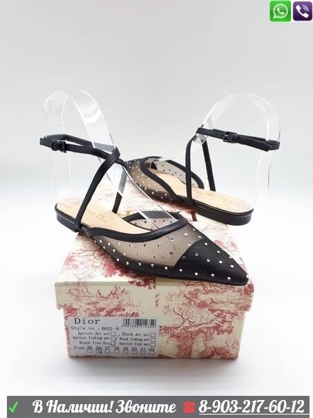 Балетки Christian Dior J'ADior прозрачные Черный от компании Интернет Магазин брендовых сумок и обуви - фото 1