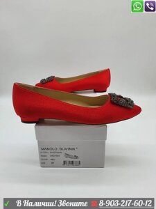 Балетки Мanolo Blahnik Маноло Бланик красные с пряжкой