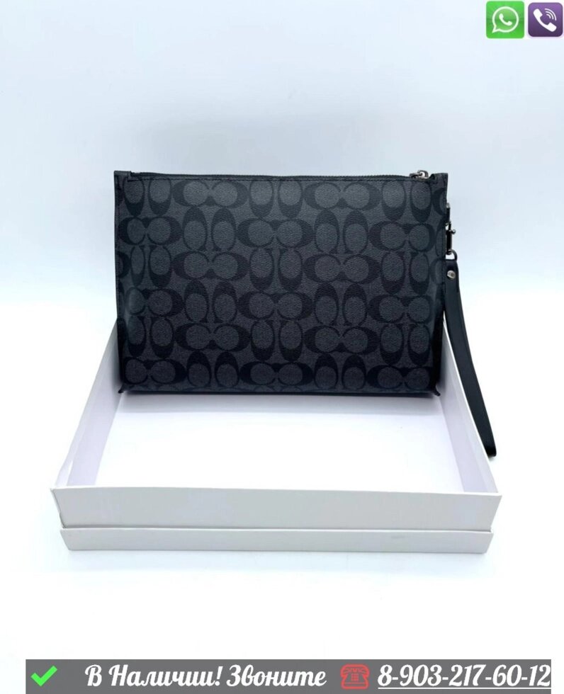 Барсетка Coach черная от компании Интернет Магазин брендовых сумок и обуви - фото 1