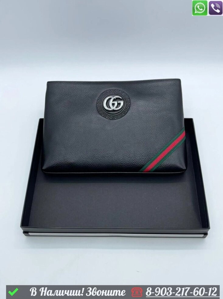 Барсетка Gucci черная от компании Интернет Магазин брендовых сумок и обуви - фото 1