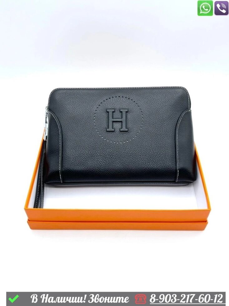 Барсетка Hermes черная от компании Интернет Магазин брендовых сумок и обуви - фото 1
