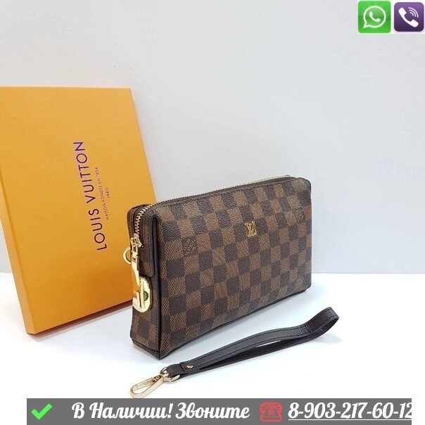Барсетка Louis Vuitton кожаная Бежевый от компании Интернет Магазин брендовых сумок и обуви - фото 1