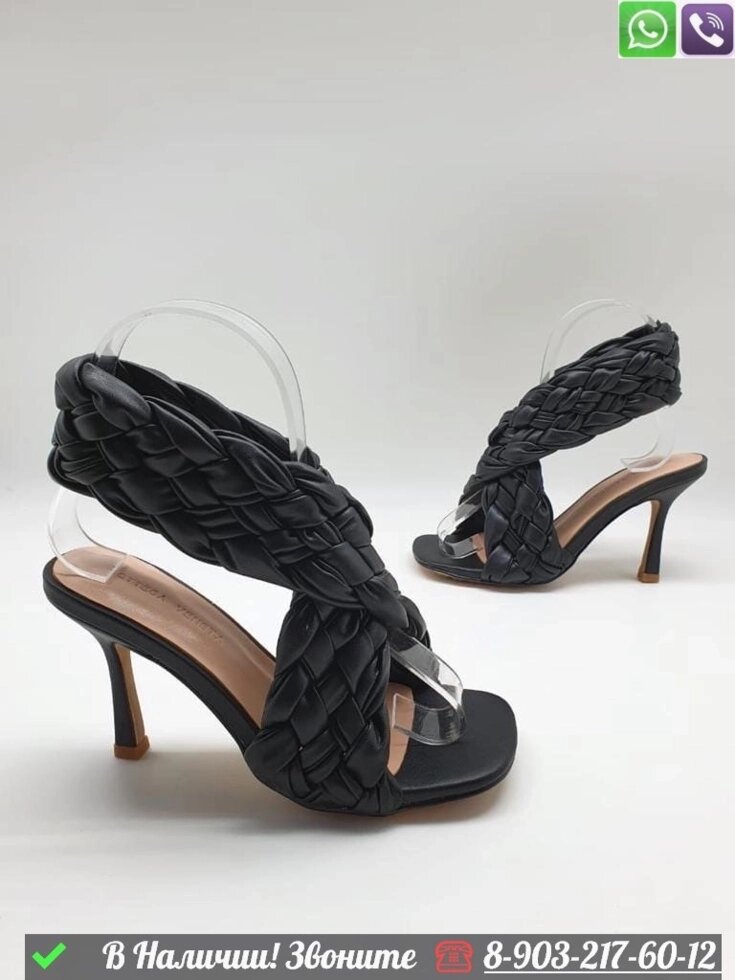 Босоножки Bottega Veneta Board плетенные Черный от компании Интернет Магазин брендовых сумок и обуви - фото 1