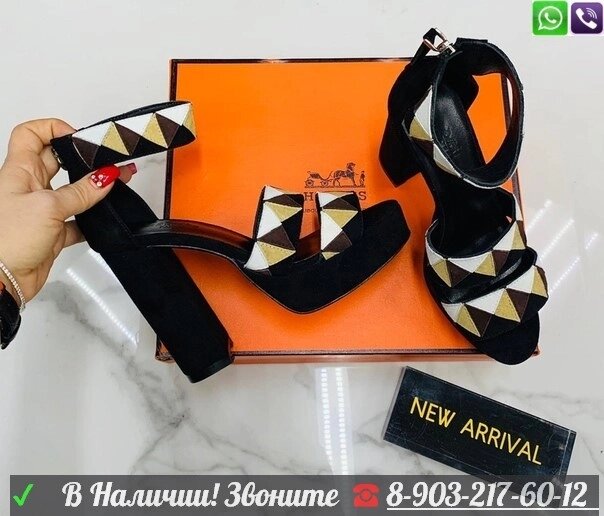 Босоножки Hermes Aretha Sandal Черный от компании Интернет Магазин брендовых сумок и обуви - фото 1