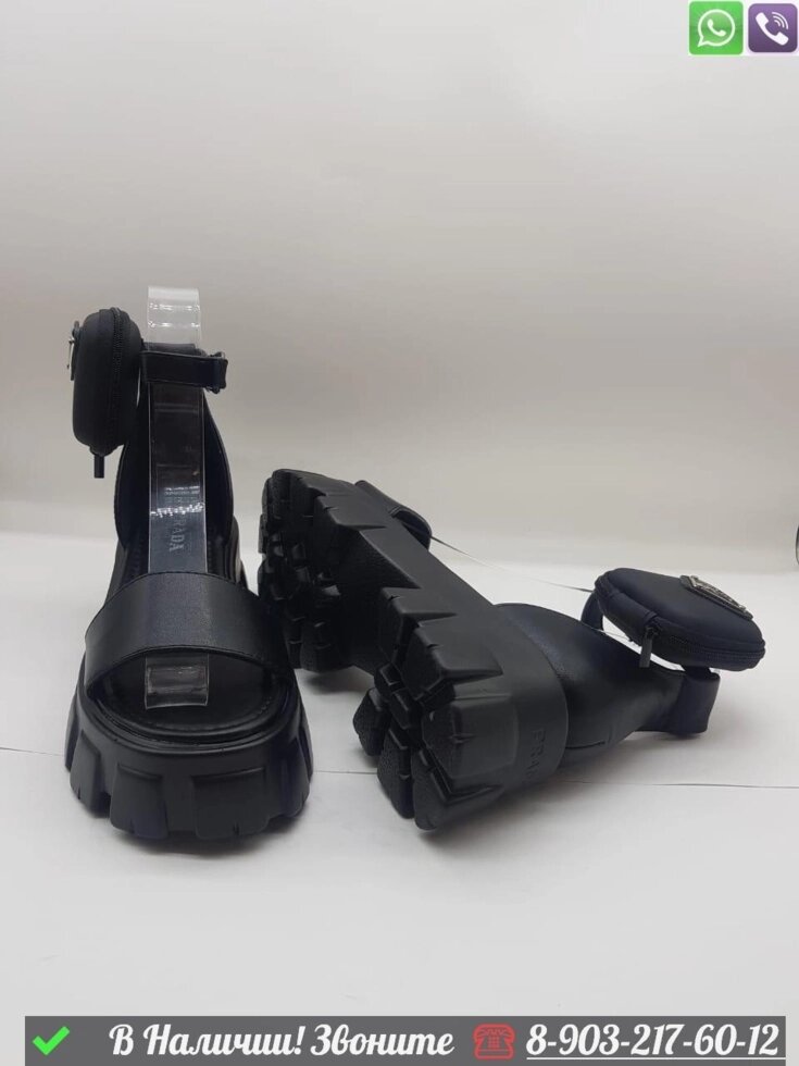Босоножки Prada кожаные Черный от компании Интернет Магазин брендовых сумок и обуви - фото 1