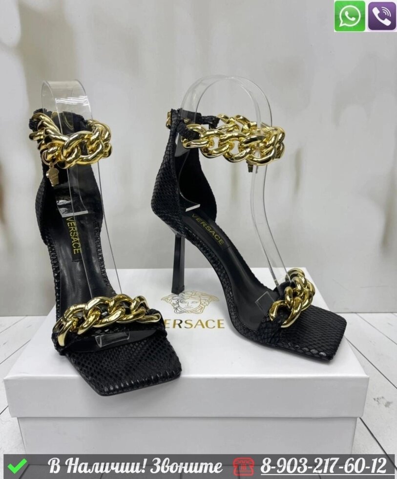 Босоножки Versace Medusa Chain Черный от компании Интернет Магазин брендовых сумок и обуви - фото 1