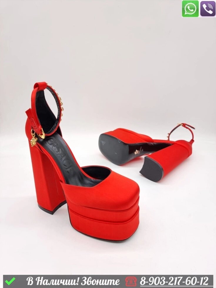 Босоножки Versace тканевые Красный от компании Интернет Магазин брендовых сумок и обуви - фото 1