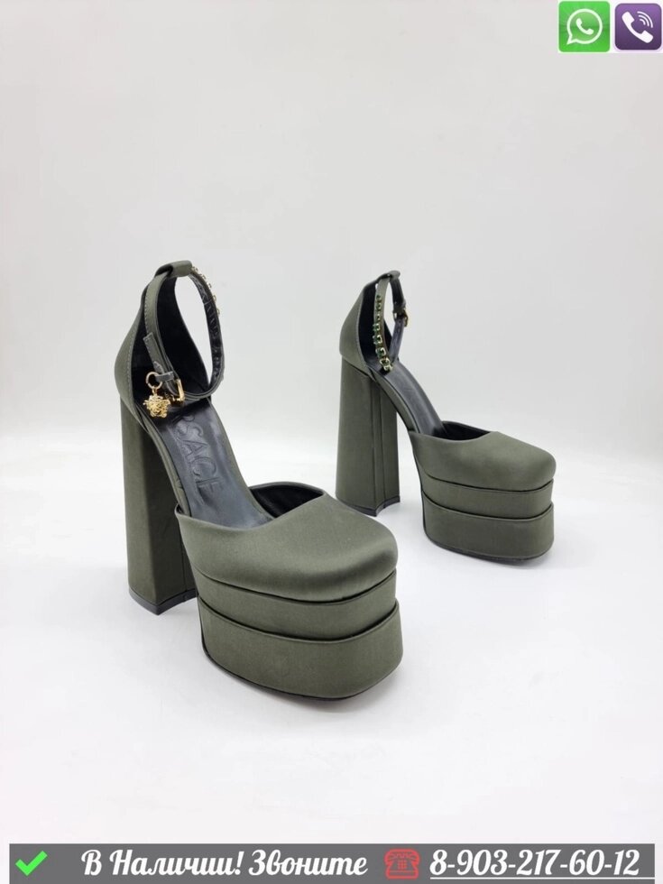 Босоножки Versace тканевые Зеленый от компании Интернет Магазин брендовых сумок и обуви - фото 1