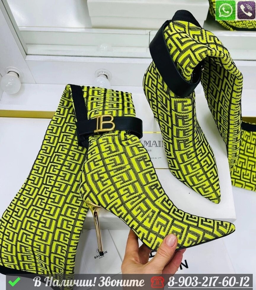 Ботфорты Balmain на шпильке Зеленый от компании Интернет Магазин брендовых сумок и обуви - фото 1
