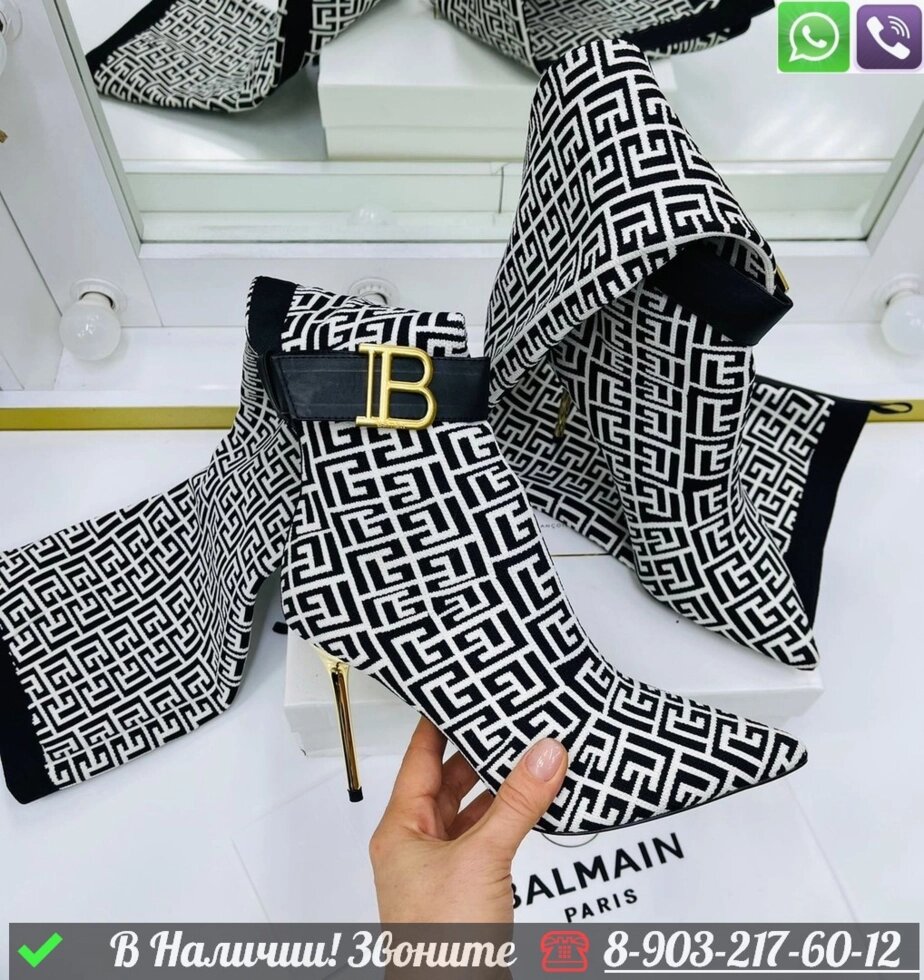 Ботфорты Balmain на шпильке от компании Интернет Магазин брендовых сумок и обуви - фото 1