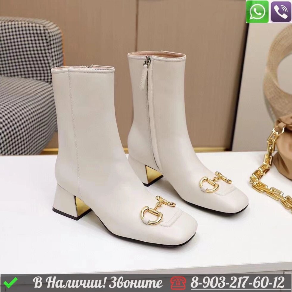 Ботильоны Gucci Baby белые от компании Интернет Магазин брендовых сумок и обуви - фото 1